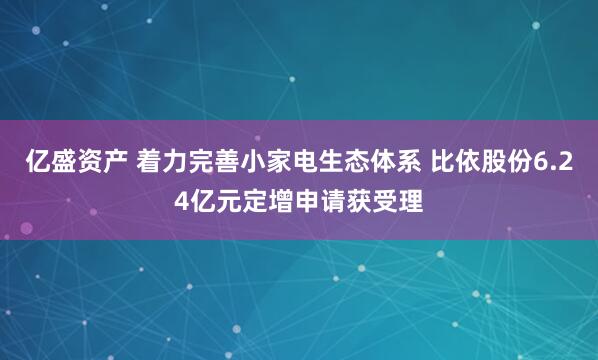 亿盛资产 着力完善小家电生态体系 比依股份6.24亿元定增申请获受理