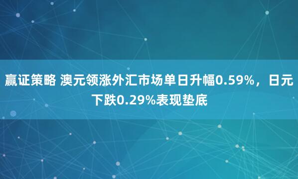 赢证策略 澳元领涨外汇市场单日升幅0.59%，日元下跌0.29%表现垫底
